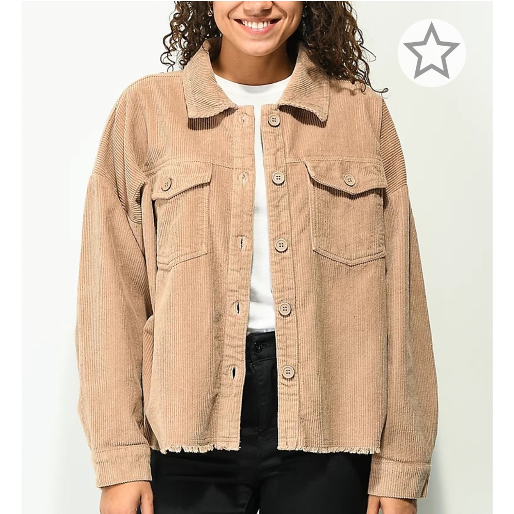 Empyre Aria Tan Corduroy Button Up Shirt Jacket Size Medium